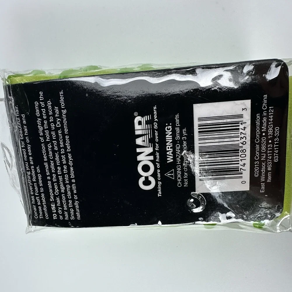 Conair Body & Bounce Large Foam Hair Rollers, Neon Green, 10-Pieces